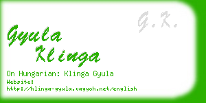 gyula klinga business card